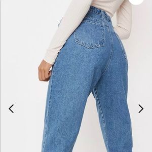 Missguided blue riot high waisted jogger mom jeans